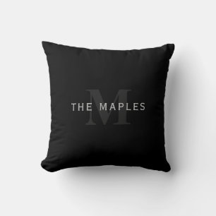 Nom et monogramme modernes Coussin décoratif gri
