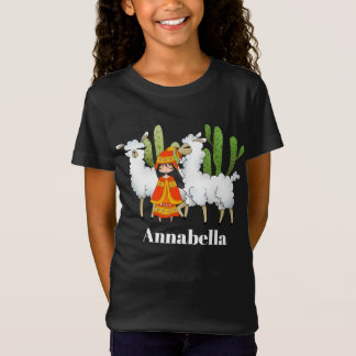 nom et nom enfants mignon t-shirt lama