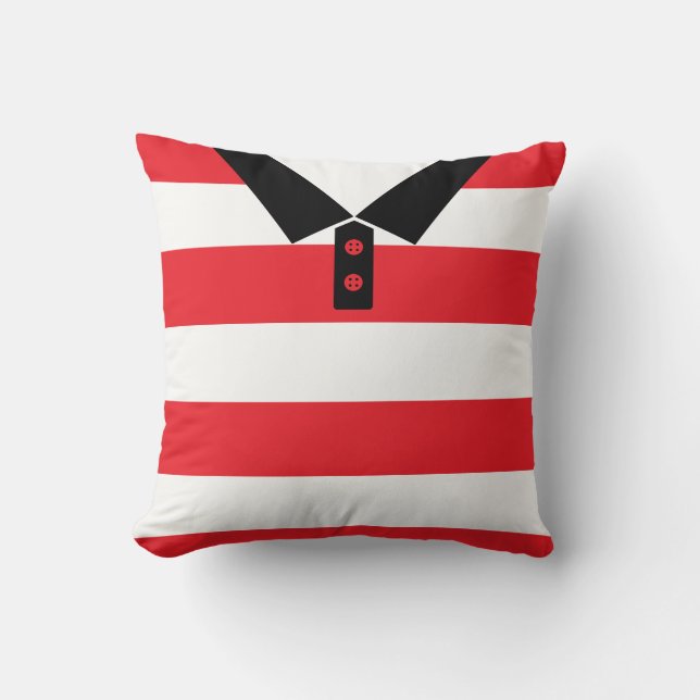 Nom et numéro Red Stripes Rugby Coussin de footbal (Recto)