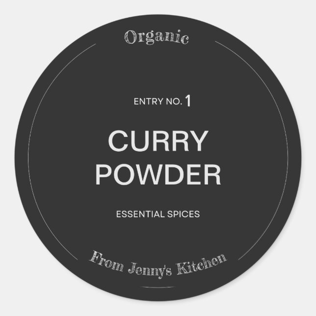 Nom et Personnaliser du Étiquette d'épices (Devant)
