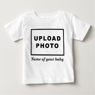 Nom et photo de votre bébé sur T-shirt bébé blanc
