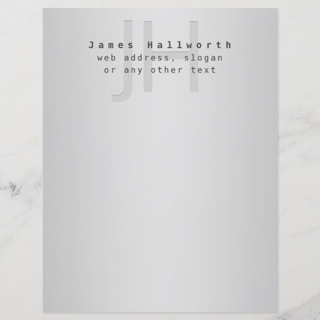 Nom et Slogan modifiable moderne | Gradient gris (Devant)