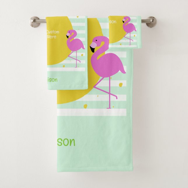 Nom et texte personnalisés Flamants roses tropicau (En situation)
