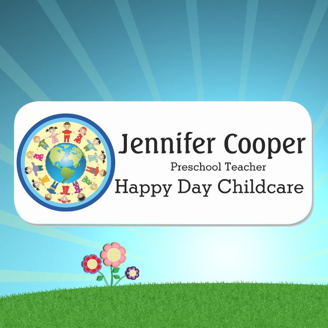 Nom Étiquette Enfants Garderie Logo Texte personna (Créateur téléchargé)