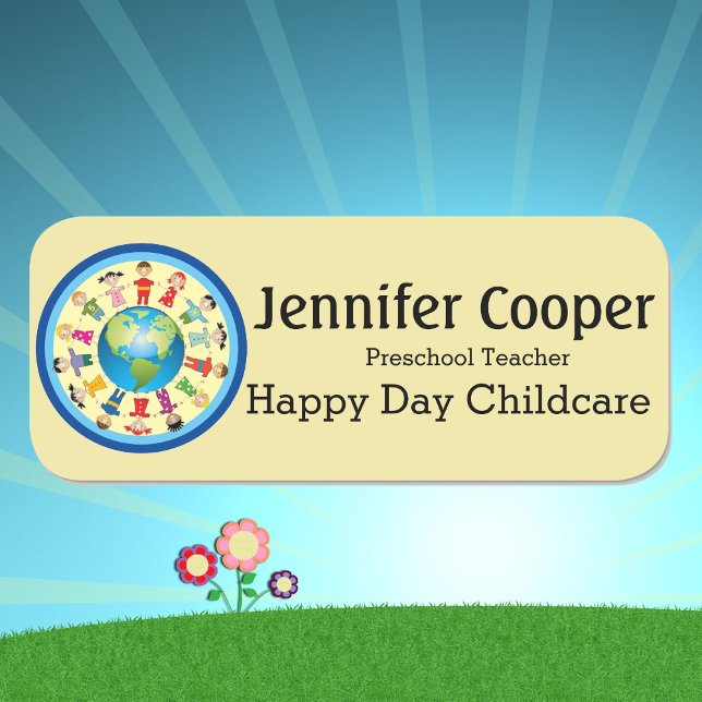 Nom Étiquette Enfants Garderie Logo Texte personna (Créateur téléchargé)