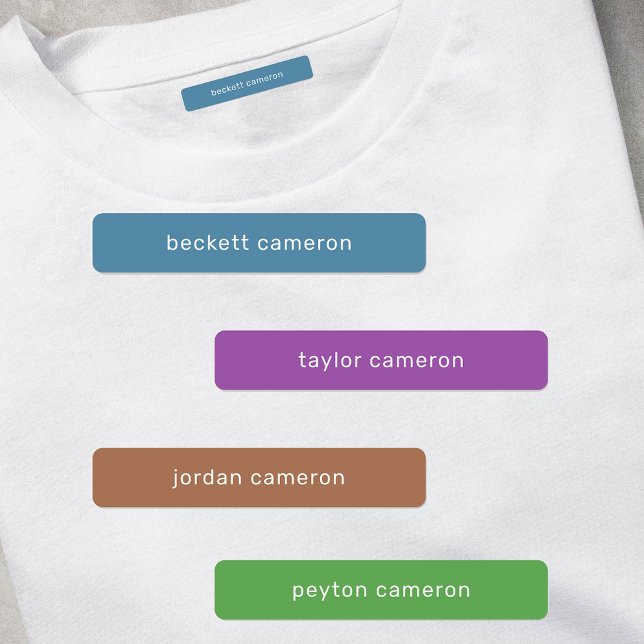 Nom Fer sur Cool Étiquettes de vêtements (1.75" x .3125" clothing labels iron-on or adhesive, 2 sheets of 48 labels, USE 1 OR up to 4 NAMES)
