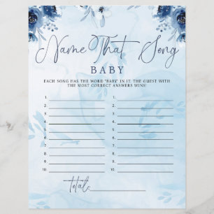 Nom Fleur Bleu Moderne Qui Chante Baby shower Jeu
