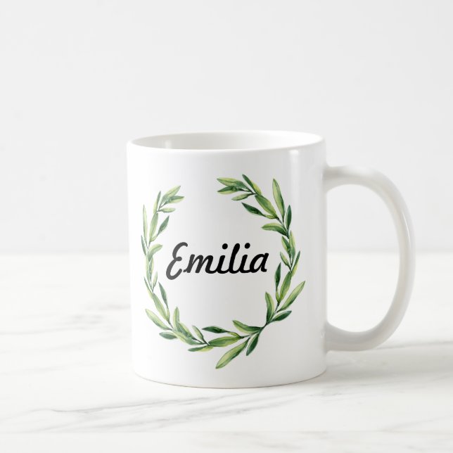 Nom Floral Personnalisé Monogramme Mug (Droite)