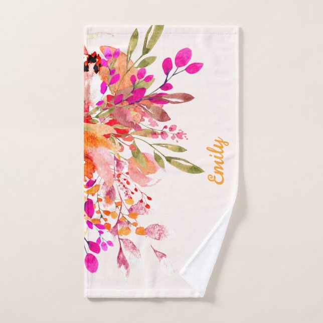 Nom floral romantique brillant (Serviette à main)