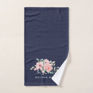 Nom Floral Watercolor Navy Hand Towne