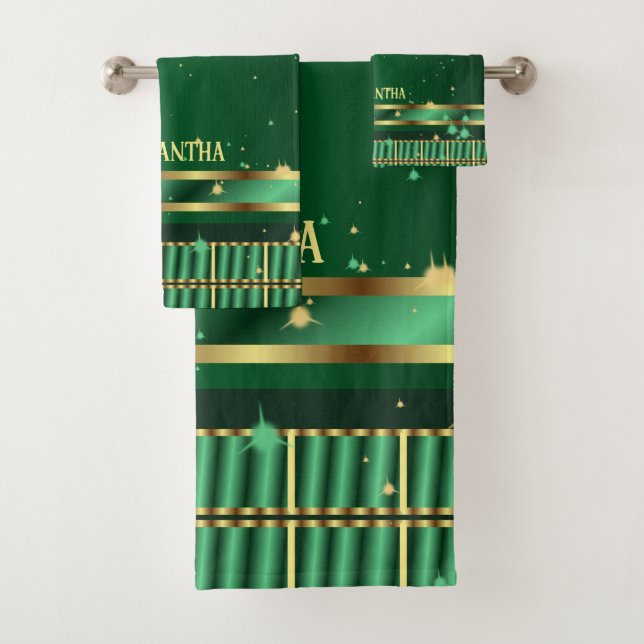 Nom géométrique Emerald Vert Et Or Unique (En situation)