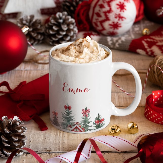 Nom Ho Ho Red Bow Christmas Tree Gig Mug (Créateur téléchargé)