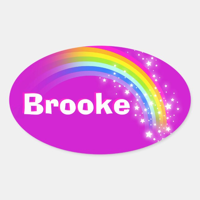 Nom ID Brooke violet rose arc-en-ciel stickers (Devant)