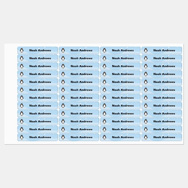 Nom imperméable Penguin Étiquettes pour l'école Pe (Feuille)