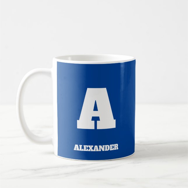 Nom Initial Mug Pour Lui Blue Big Letter (Gauche)