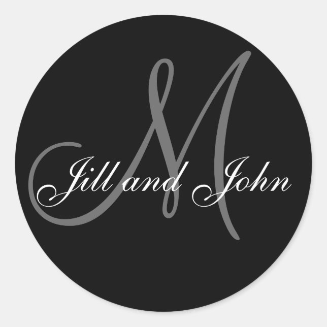 Nom initial plus prénoms Sticker noir (Devant)
