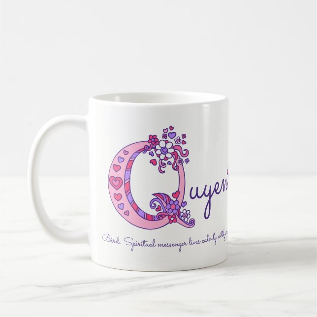 Nom initial Quyen ou Q signifiant tasse d'art rose (Gauche)