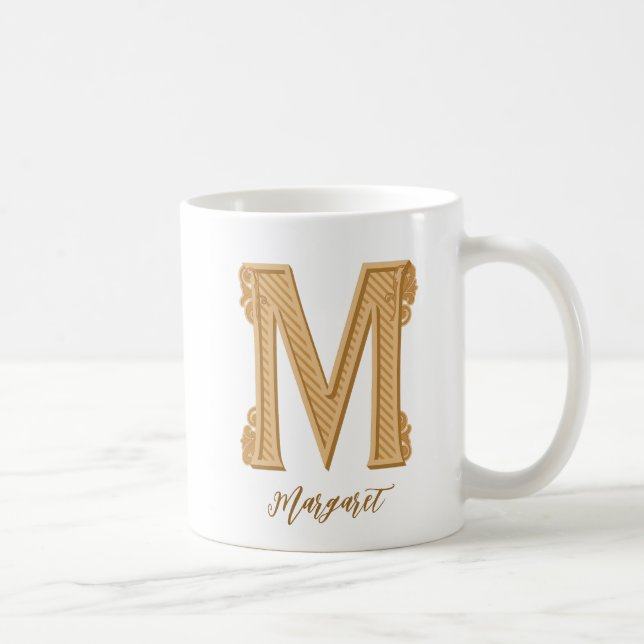 Nom initial traditionnel M Café Mug (Droite)