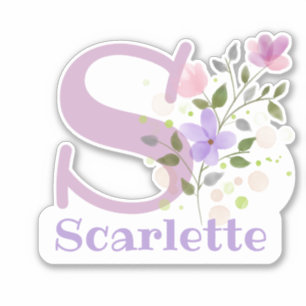 Nom & Initiale avec Sticker Design Floral Découpe