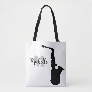 nom, initiale & noir sac fourre-tout de musique de