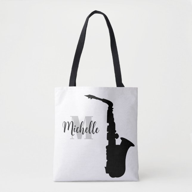 nom, initiale & noir sac fourre-tout de musique de (Devant)