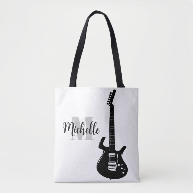 nom, initiale & noir sac fourre-tout de musique de (Devant)
