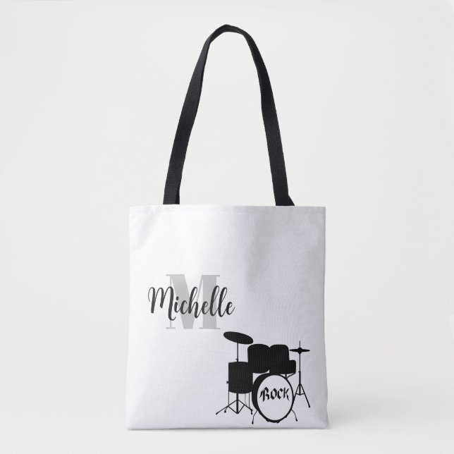 nom, initiale & noir sac fourre-tout de musique Dr (Devant)