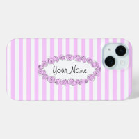 Nom Lilac rose coque iphone rayé horizontal