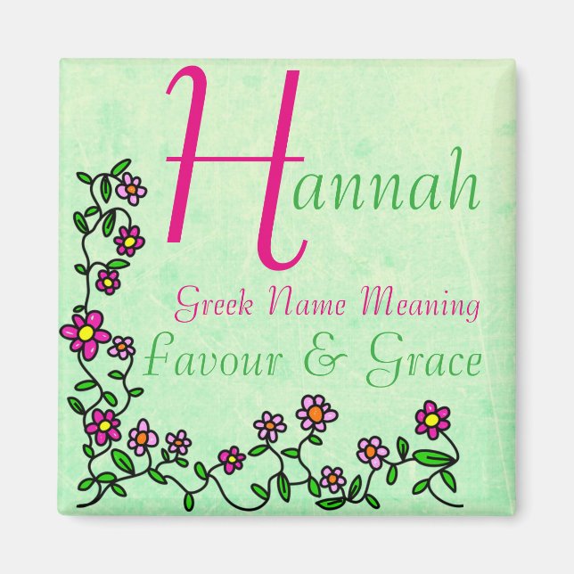 Nom Magnet Signification, Hannah, Favor & Grace (Devant)