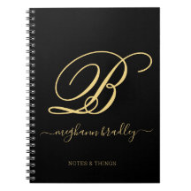Nom manuscrit Black Gold moderne Carnet