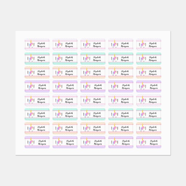 Nom mignon Unicorn vêtements étiquette (Feuille)