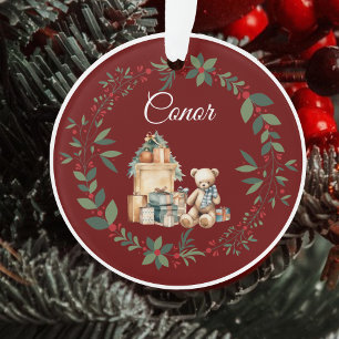 Nom mignonne Teddy Christmas Tree Bourgogne
