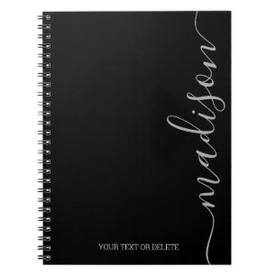 Nom moderne Black Grey Monogramme Carnet initial
