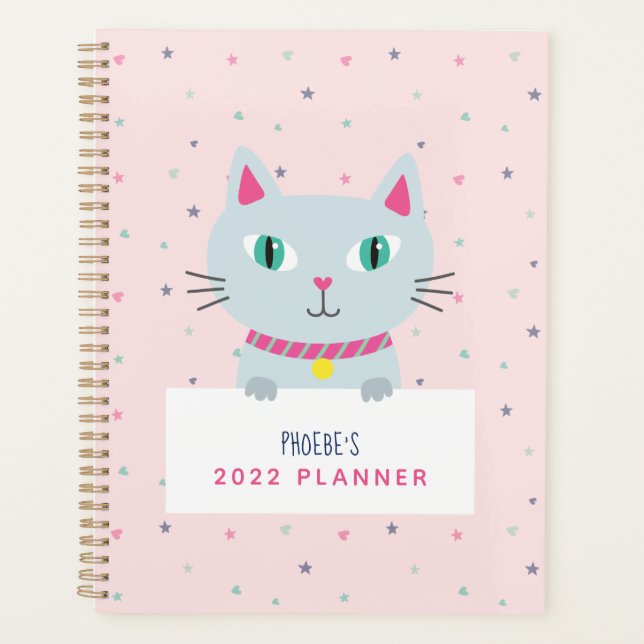 Nom moderne de chat mignon rose personnalisé (Devant)