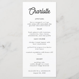 Nom moderne Place Card Carte Mariage Dîner Carte