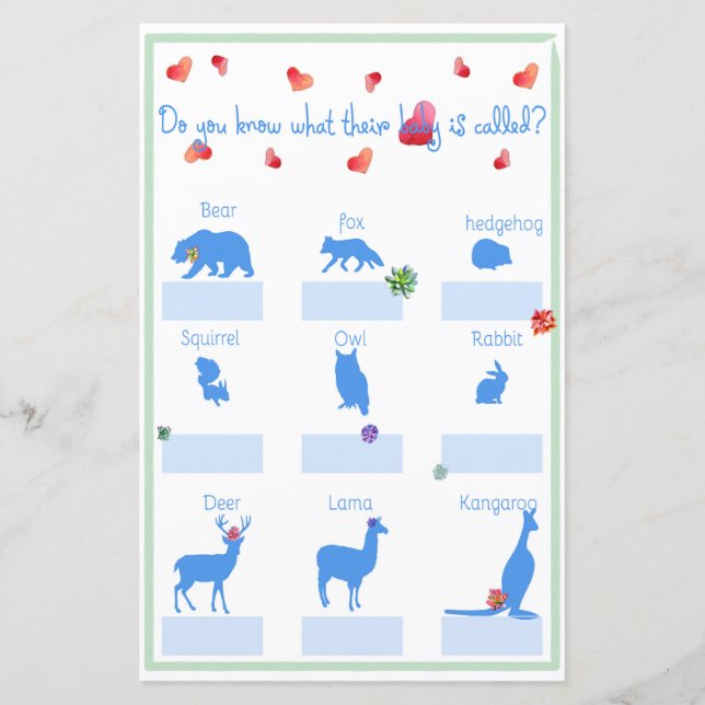 Nom Mon bébé Baby shower Succulent Jeu (Devant)