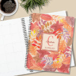 Nom Monogramme Aquarelle<br><div class="desc">Ce planificateur coloré est décoré d'un motif feuille d'aquarelle dans les tons roux, jaunes et violets. Facilement personnalisable avec votre nom, monogramme et année. Utilisez l'option Outil de conception pour modifier la taille, le style et la couleur du texte. Parce que nous créons notre oeuvre, vous ne trouverez pas cette...</div>
