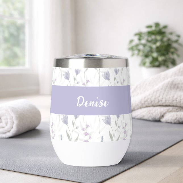 Nom monogramme aquarelle fleur sauvage bleu violet (Créateur téléchargé)