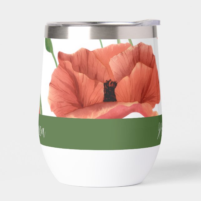 Nom monogramme aquarelle fleur sauvage Coquelicot (Gauche)