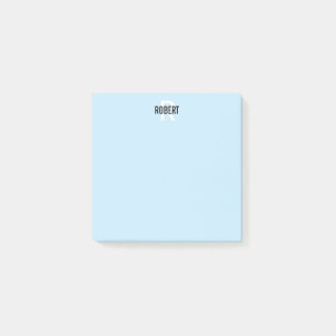 Nom monogramme bleu clair moderne post-it notes