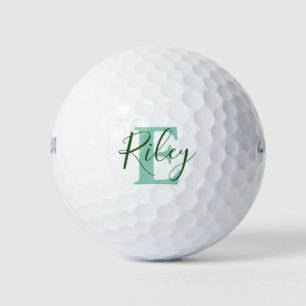 Nom monogramme de golf initial balles de golf vert