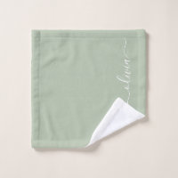 Nom Monogramme Féminin Écriture Moderne Vert Sauge