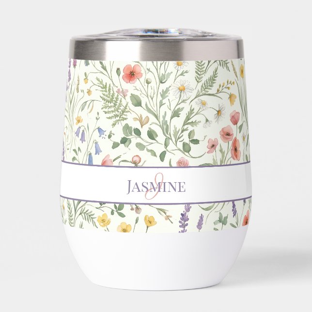 Nom Monogramme Floral Fleur Sauvage Bohème Lavande (Avant)