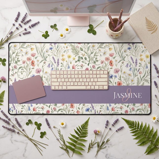 Nom Monogramme Floral Fleur Sauvage Bohème Lavande (Créateur téléchargé)