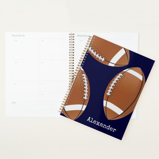 Nom monogramme Football Marine Bleu (Devant avec enveloppe)