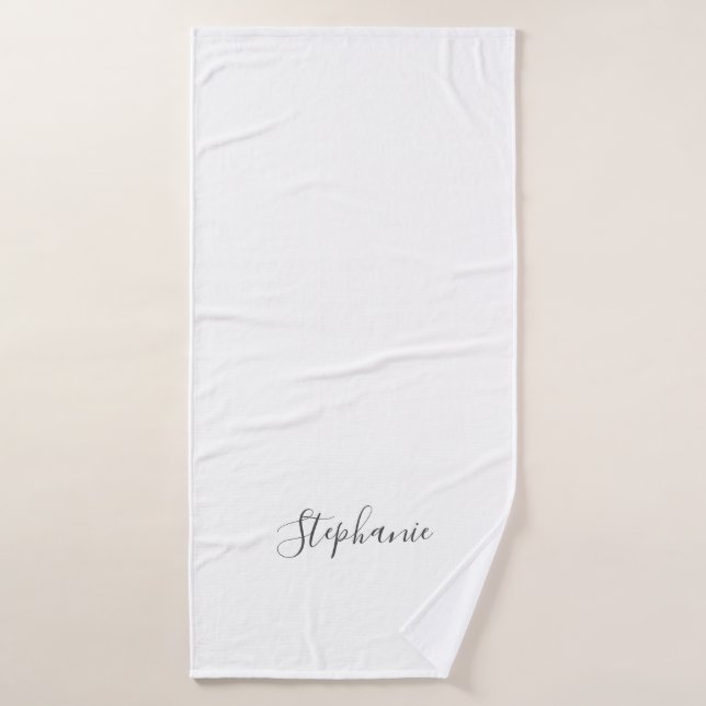 Nom Monogramme Gris Blanc Personnalisé Simple Mini (Serviette de bain)