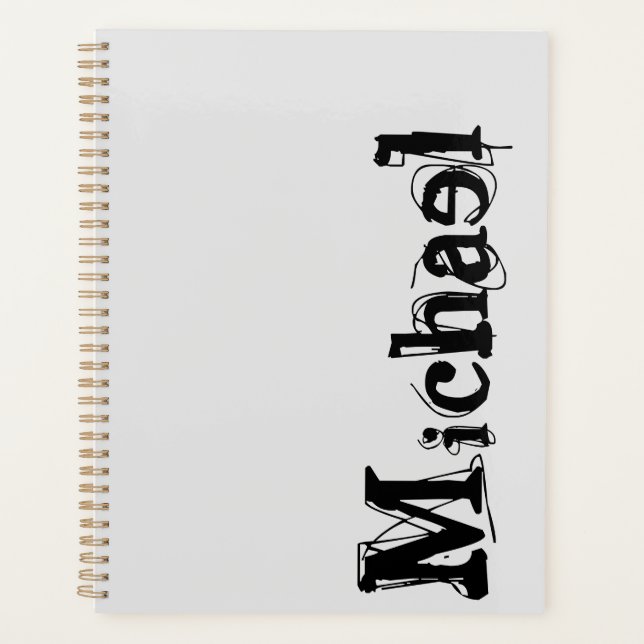 Nom monogramme moderne minimaliste noir gris (Devant)