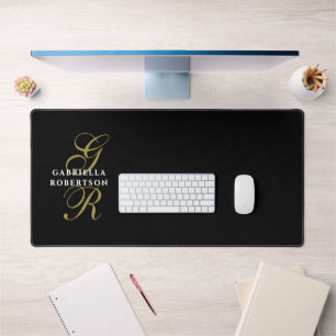 Nom Monogramme Noir Or Blanc Élégant Minimaliste