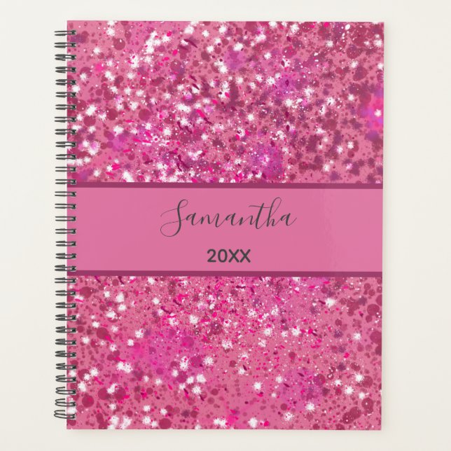 Nom Monogramme Paillettes Rose Chaud Brillant Fémi (Devant)