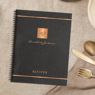 Nom monogramme personnalisé élégant livre recettes
